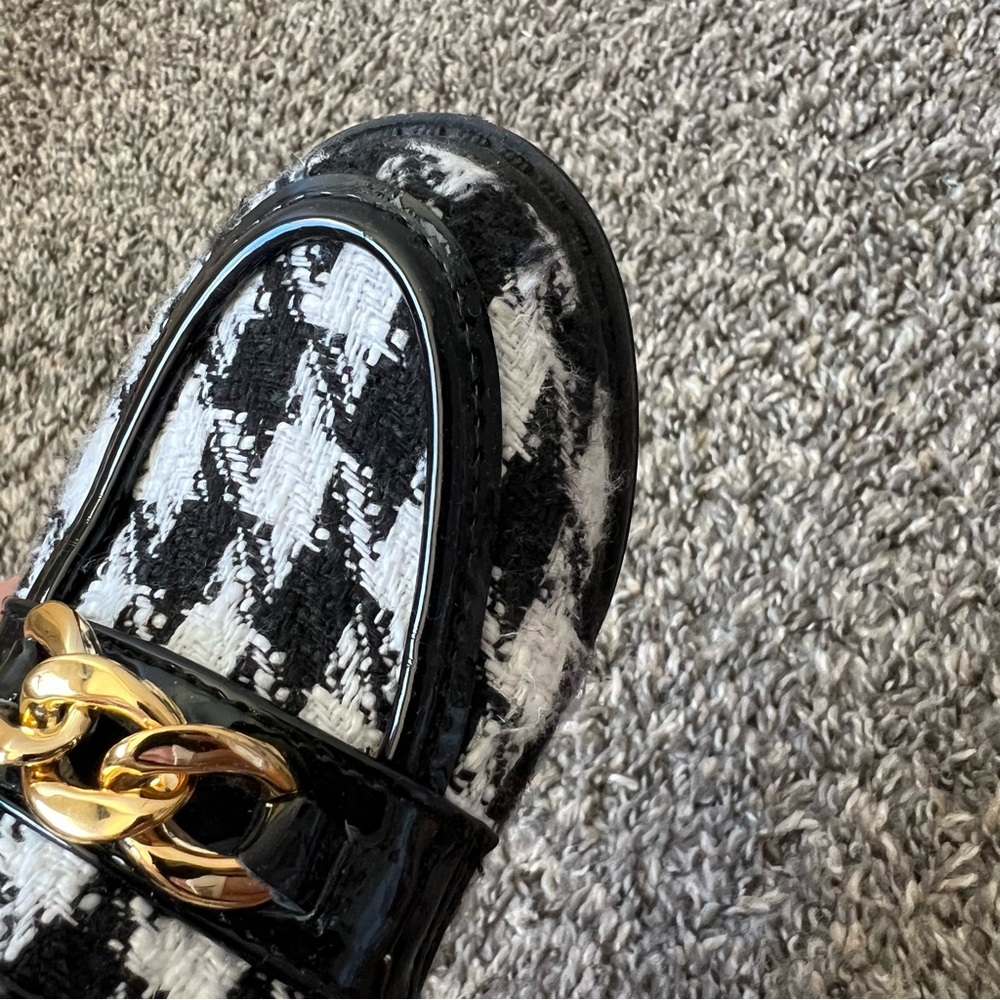 Atalina Toddler Girl Loafers Houndstooth With Gold Chain‎ Link Size 10 - Picture 16 of 16